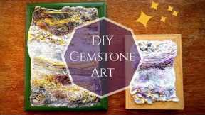 DIY 3D Mineral Painting | Gemstone Geode Crystal Art | Plaster Craft Ideas by Fluffy Hedgehog