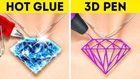 HOT GLUE vs 3D PEN! Gorgeous DIY Jewelry