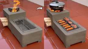 Build a 2 in 1 outdoor wood stove with cement and old Styrofoam - Simple ideas for wood stoves
