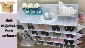 DIY SHOE ORGANIZER USING CARDBOARD- shoe rack/ storage ideas using recycled boxes