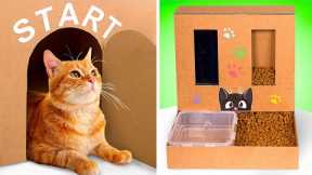 Fun DIY Cat Crafts || Giant Labyrinth And Food Dispenser For Cats