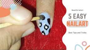 5 easy nail art using household items/ beautiful nail art for Beginners