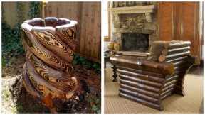 80 beautiful ideas from wooden logs: rustic furniture, garden decorations, crafts.