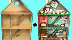 How to Make a Cardboard House with Rooms, Furniture & People | DIY Craft Ideas