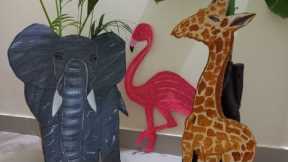 Cardboard animals for party/Jungle theme Cardboard crafts/DIY crafts #cardboardcraft #diydecor #diy