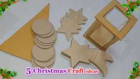 5 Economical Christmas Decoration idea made with Cardboard | DIY Affordable Christmas craft idea🎄127