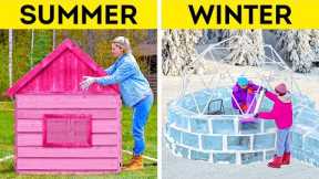 SUMMER HOUSE vs WINTER HOUSE || Amazing Huge Craft Ideas