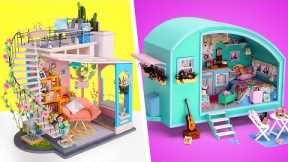 Assembling Mini Houses || Adorable Camper And Rooftop Loft With Tiny Decor