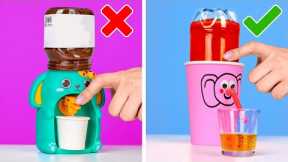 DIY Mini Water Dispenser 🐥* Rich and Poor Girls DIY Crafts and Gadgets*