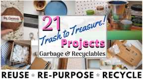 21 DIY RECYCLE CRAFTS 💚 TRASH TO TREASURE 💛 CARDBOARD 💙 GLASS 💜 PLASTIC | RE-PURPOSE & REUSE