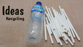 Very Easy Recycling Ideas with Plastic Bottles and Straws For Your Table Decoration