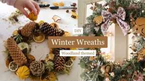 DIY woodland-themed Winter wreath & make a natural mini wreath using cardboard!