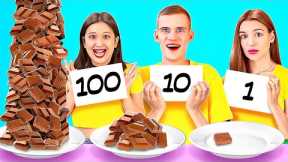 100 LAYERS OF FOOD CHALLENGE || Awesome Food Sneaking Ideas By 123 GO! LIVE