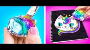 AWESOME ART HACKS AND TRICKS || Funny Drawing Challenges And School DIY Ideas By 123 GO! Genius