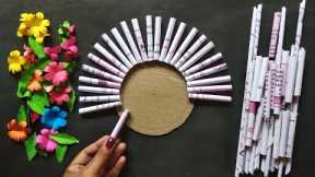 Diy 2 Waste Paper Craft Idea |Paper Flower Wallhanging Using Cardboard and Waste Paper