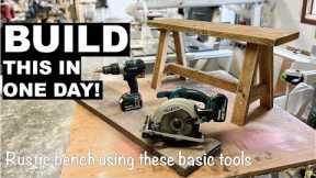 DIY weekend build! - Using basic tools to make rustic bench - woodworking project