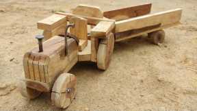 Handyman make homemade DIY tractor trolley project using wood