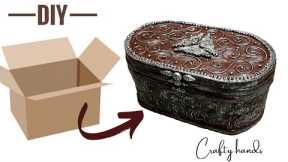 DIY Antique box | Cardboard box DIY | Cardboard craft ideas | how to make chest | best out of waste