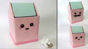 How To Make cute Trash bin From Cardboard || Waste Material Craft Ideas