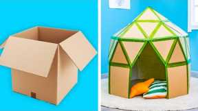 EASY DIY CARDBOARD PLAYHOUSE || 5-Minute Decor Projects With Cardboard