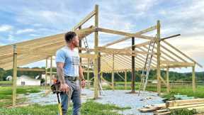 Pole Barn Build On A Budget! Telephone poles and HEAVY Beams