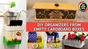 4 Useful DIY Organizers from Empty Cardboard boxes |Reuse waste Cardboard boxes |Waste material
