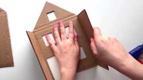 4 ideas for miniature houses | DIY Miniature cardboard house | Cardboard craft idea