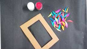 Photo frame making at home|Cardboard photo frame|Photo frame decoration ideas|Paper craft||