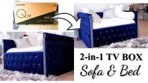 HOW TO USE TV BOXES TO MAKE A 2-IN-1 SOFA/ BED WITH STORAGE!