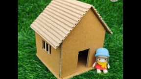 How to make a small Cardboard House Beautifully :: Easy Diy :: SimpleCrafts School Project  #shorts