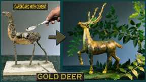 Unveiling the Secret: Transforming cardboard with Cement into a Majestic Deer Showpiece at home