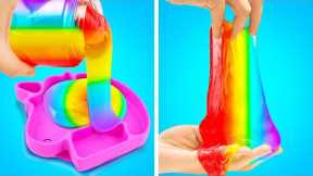 🌈Rainbow DIY Slime Hacks || How To Make Colorful DIY Crafts At Home 🎨🏠