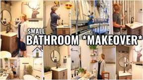SMALL BATHROOM *MAKEOVER*/ACCENT WALL!! NEW HOUSE PROJECTS & DIY BATHROOM TRANSFORMATION