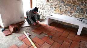 #74 Herringbone Terracotta Flooring | Renovating our Abandoned Stone House in Italy