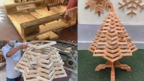 Unique Wood Ideas Everyone Will Need // Make A Christmas Tree From Scrap Pallets For Just $10