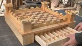 Woodworking Ideas From Scrap Wood // The Process Of Building A Very Meticulous And Unique Chessboard