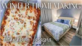 WINTER HOMEMAKING // PRODUCTIVE DAY IN THE LIFE OF A HOMEMAKER // HOMEMADE LASAGNA 2024 // kimi cope