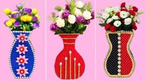 3 Beautiful Flower Vase Ideas With Cardboard and Foam Sheet | Best Out of Waste | Flower Vase DIY