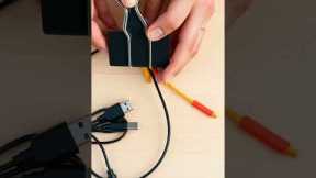 Tangle-Free Cords in Seconds! 🔗✨ Quick Binder Clip Hack #shorts #music