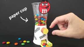 DIY How to make Candy Dispenser from Paper Cup Craft｜Paper Craft Ideas with M&M's