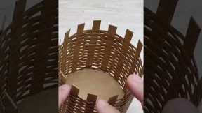 Realistic Mini Basket From Cardboard Craft | #shorts  #reuse  #recycle #bestoutofwaste